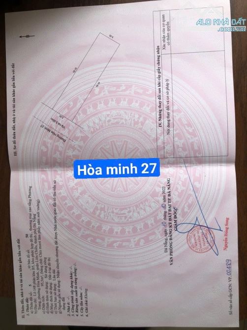 Bán đất Hoà Minh 27 Vị trí trung tâm quận Liên Chiểu - Đà Nẵng