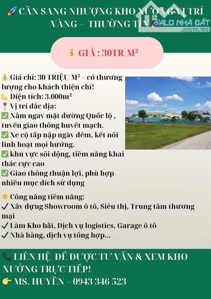 🚀 CẦN SANG NHƯỢNG KHO XƯỞNG VỊ TRÍ VÀNG – THƯỜNG TÍN 🚀