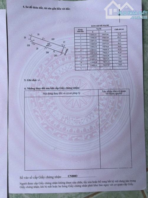 Bán 6500m2 đất vườn dừa đường oto gần 883 mới