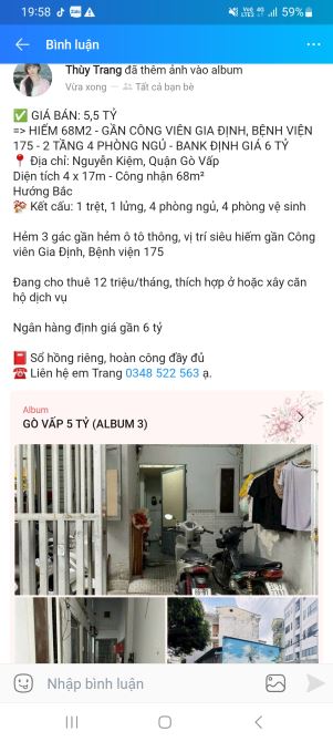 Bán nhà 4 phòng ngủ đường Nguyễn Kiệm Phường 3 Gò Vấp gần 70m2 giá 5 tỷ 500 SHR 2 tầng BTC