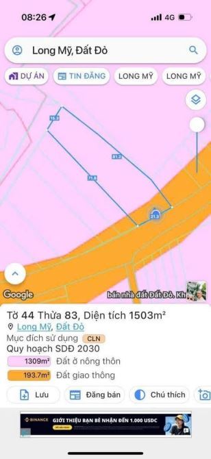 🌴 Bán gấp lô đất 1.503m² mặt tiền nhựa gần UBND Phước Hải – giá chỉ 864 triệu - 1