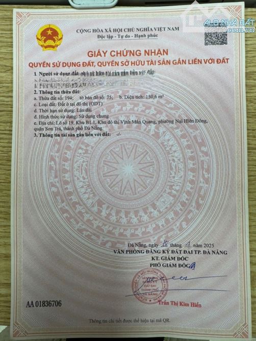 Cần bán đất tặng nhà 2mt đường Lý nhật quan và ngô thì hương - 1