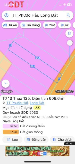 🌴 Hướng Đông Nam – Biển Phước Hải – Đất 600m² full thổ cư, vườn dừa, giá 2,5 tỷ 🌊 - 1