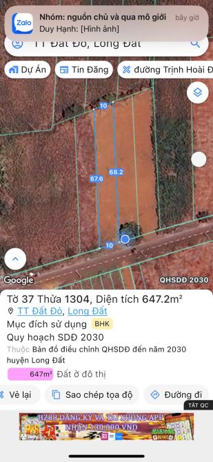 🌈 CHỦ GỬI BÁN LÔ ĐẤT MẶT TIỀN ĐƯỜNG NHỰA 8M – CMT8, TT. ĐẤT ĐỎ, BRVT - 1