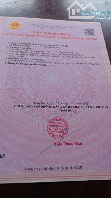Bán Đất 3 lô liền kề Xây nhà trọ ngay cổng sau khu công nghiệp Đất Đỏ -Xã Đất Đỏ-Thành Phố - 1