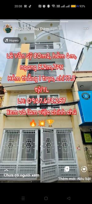 LÊ VĂN SỸ 80M2, NGANG 5.2M, 5 TẦNG, 8PN SIÊU RỘNG, HẺM XE HƠI 6M THÔNG, SỐ A4, NHỈNH 17 TỶ - 1