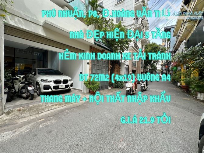 PHÚ NHUẬN - NHÀ ĐẸP 5 TẦNG 72m2 - THANG MÁY - HẺM KINH DOANH 8M - 21.9 TỶ - 13