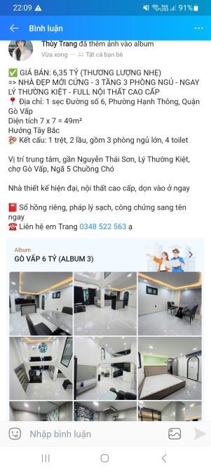 Bán nhà đường số 6 phường Hạnh Thông 3 tầng 3 phòng ngủ 7x7 sổ 49m2 giá 6,35 tỷ Gò Vấp - 15