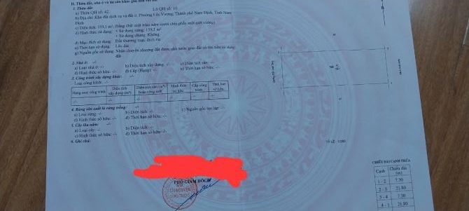 CHÍNH CHỦ CẦN BÁN MẢNH ĐẤT MẶT ĐƯỜNG TRẦN DUỆ TÔNG PHƯỜNG LỘC VƯỢNG TP NAM ĐỊNH