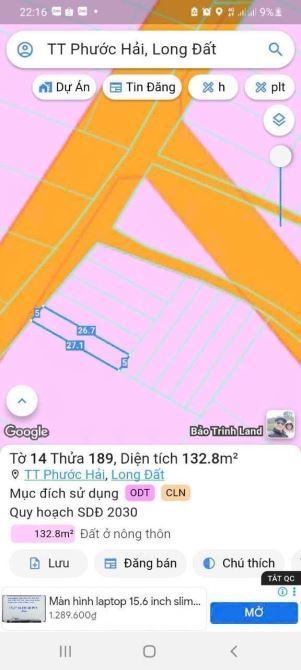 🏡Bán đất Phước Hải – 132m² (5×27) gần TL44B, cách biển 5km, view núi, giá 1,1 tỷ 💰 - 2