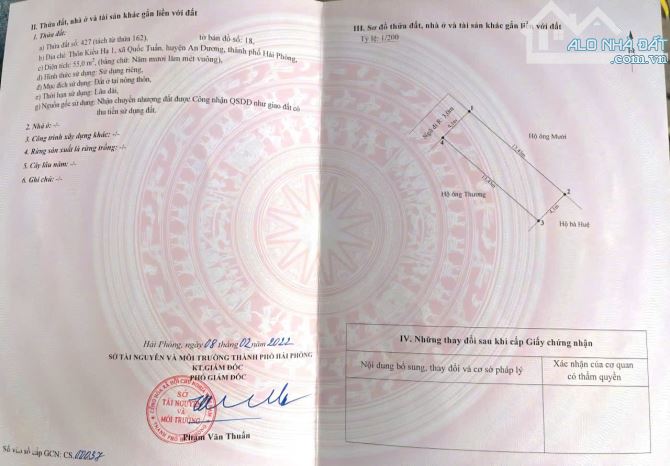 55M2 NGANG 4,1M ĐẤT TẠI QUỐC TUẤN, AN DƯƠNG, HẢI PHÒNG - CHỈ VÀI CHỤC MÉT RA TRỤC CHÍNH. - 2
