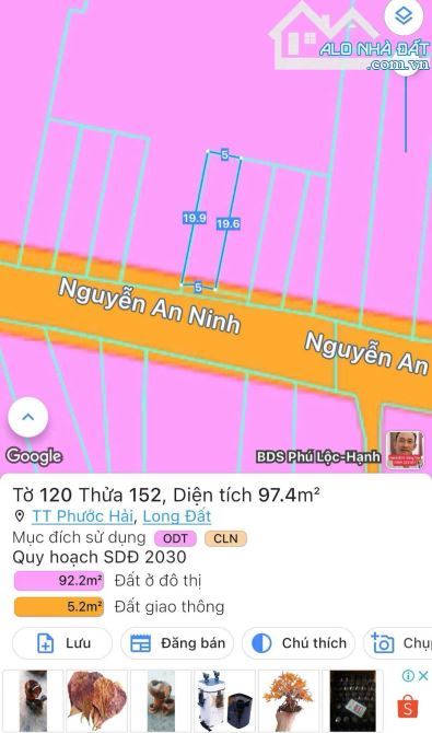 🌊 Bán đất mặt tiền Nguyễn An Ninh – TT Phước Hải 98m², gần biển, giá 2,7 tỷ 🌿 - 2
