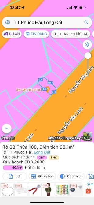 🏖️ Bán đất mặt tiền Nguyễn Văn Linh – TT Phước Hải, 60m², full thổ cư, gần biển, giá 2,4 - 2
