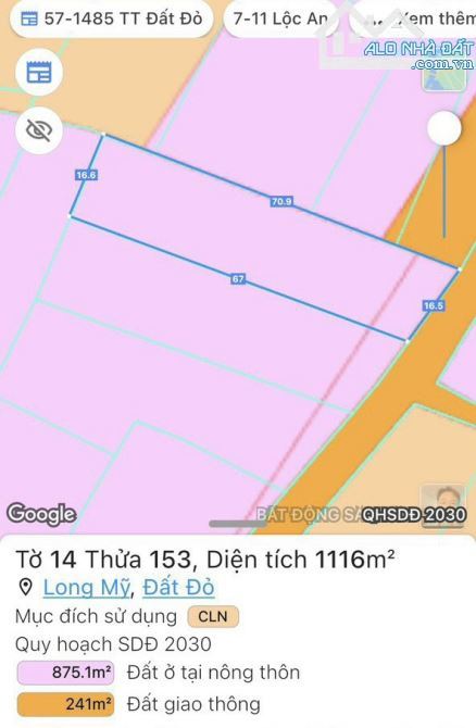 🌄 Bán Đất Long Mỹ - Đất Đỏ BRVT | 1116m², 100m² Thổ Cư, Gần TL44B, View Núi Minh Đạm 🌊 - 2