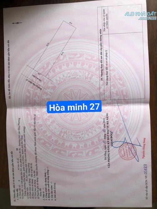 📌📌📌LÀM VIỆC TRỰC TIẾP GIÁ TỐT !!! Bán lô đất mặt tiền đường hòa minh 27 - 3
