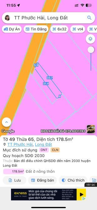 🌊 Bán đất xã Phước Hải – 6x29m, 178m², 100% thổ cư, cách biển 4km 🌿 - 4
