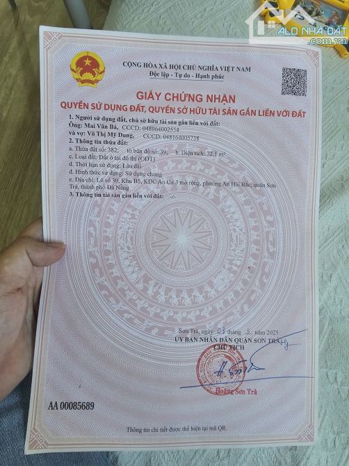 Bán đất MT đường CHÍNH HỮU -Sơn Trà , cách Bãi tắm Mỹ Khê chỉ 800m, giá 13ty8 - 4