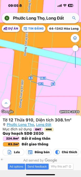 🌈Mặt tiền tỉnh lộ 997 siêu rộng xã Đất Đỏ - TP Hồ Chí Minh  Dt: 308m2 thổ cư 90m 8,9x36 - 5