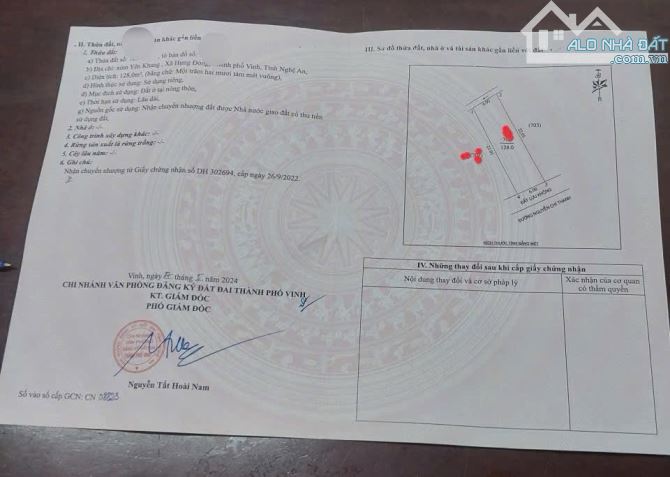 BÁN ĐẤT MẶT ĐƯỜNG KINH DOANH NGUYỄN CHÍ THANH – HƯNG ĐÔNG, PHƯỜNG VINH HƯNG 128m2 ĐÔNG NAM