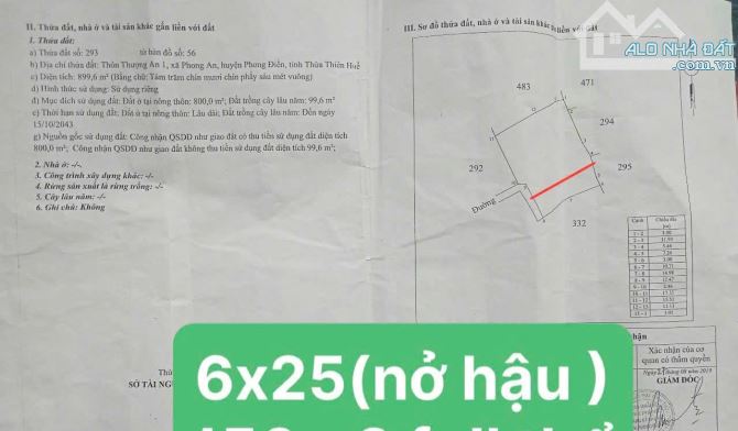 THƯỢNG AN 1 – PHONG AN | Gần trục chính 👉DT: 6x25 full thổ nở hậu– Giá chỉ 6xx triệu - 2