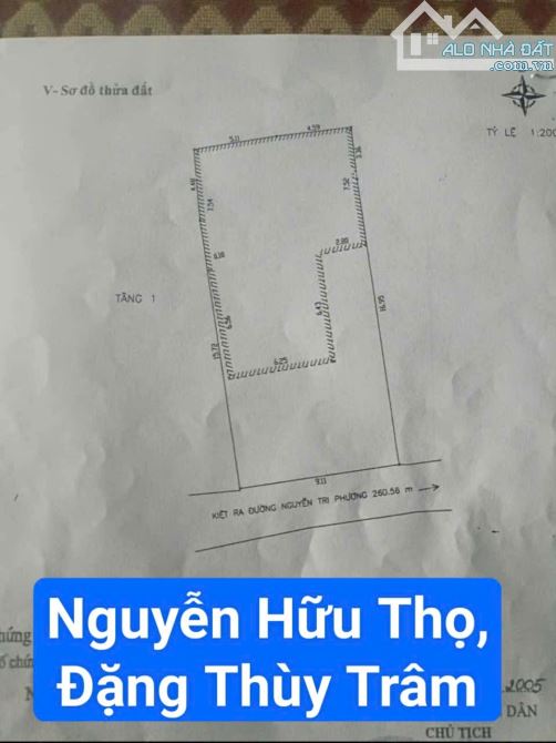 Đất kiệt 3.5m Nguyễn Hữu Thọ ,Đặng Thùy Trâm. Cạnh Sân Bay. S= 191m2 ngang 9.1m.Giá:8.8tỷ
