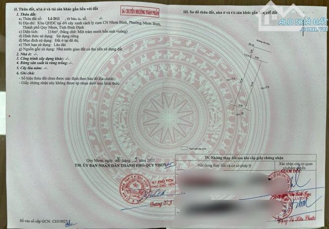 Bán Lô Đất Mặt Tiền Đường Nguyễn Mân , Phường Nhơn Bình   TP. Quy Nhơn .