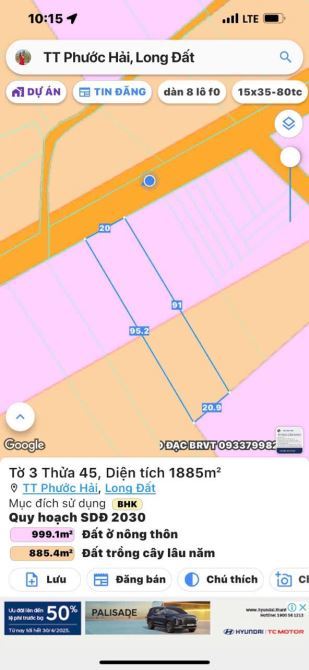 🌄 Bán đất 1800m² Thị trấn Phước Hải, view núi Minh Đạm, gần biển, giá 5.8 tỷ