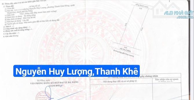 Đất đường 5m5 Trần Huy Lượng, Thanh Khê, cách biển 200m. S= 75m2 ( 5x15) Giá: 5.3 tỷ
