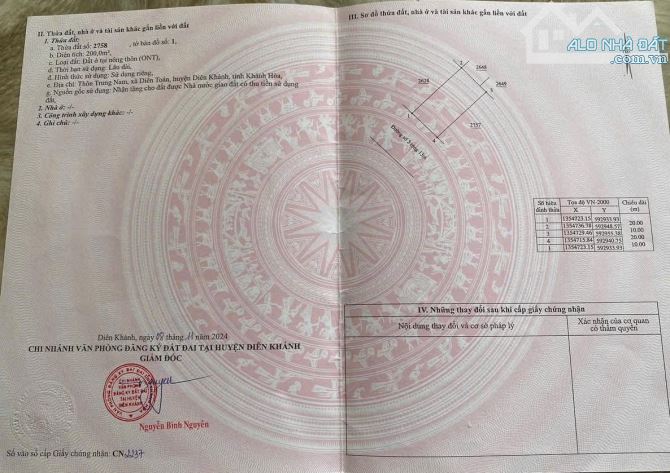 💥💥 Bán đất TĐC Diên Toàn - Diện tích 200m2 - ngang 10 mét (100%  thổ cư )👉Giá bán: 22 T
