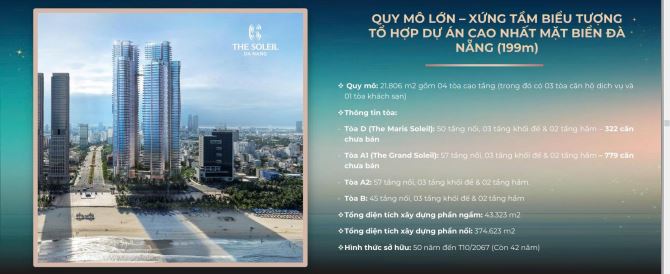 3 xuất ngoại giao The Soleil Đà Nẵng view Biển + Sông Hàn giá chỉ 2.4 tỷ, CK đến 13.5%