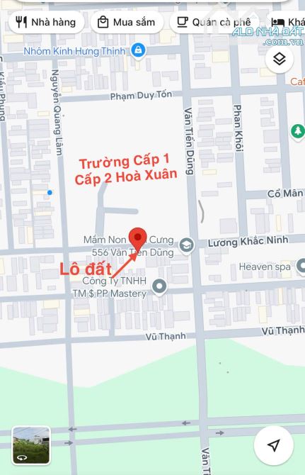 Bán đất mặt tiền Lương Khắc Ninh, Hòa Xuân - View Trường Học - 100m2, Giá 4.6 tỉ tl