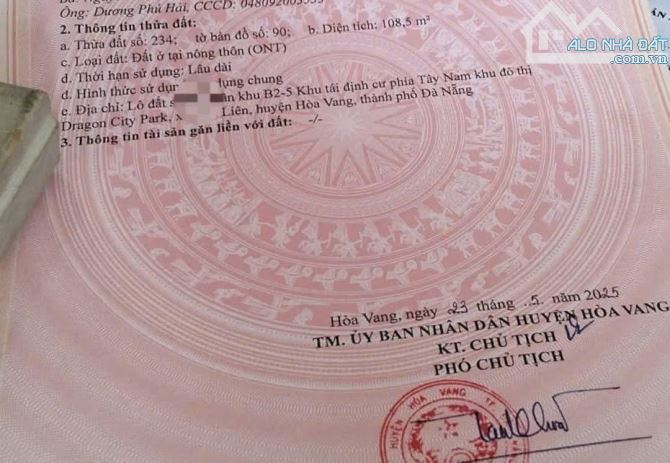 📌📌📌LÀM VIỆC TRỰC TIẾP GIÁ TỐT !!!  Bán lô đất khu dragon , xã Hòa Liên