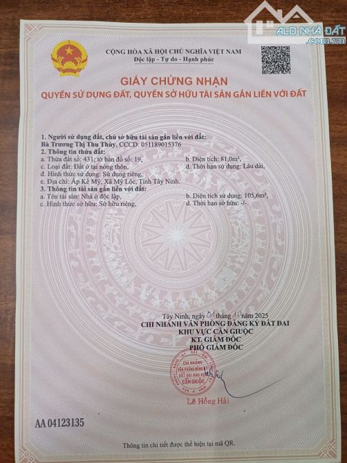 Cần Giuộc nhà 105m2 mặt tiền đường Tập Đoàn 8 Mỹ Lộc đã hoàn công giá đầu tư.