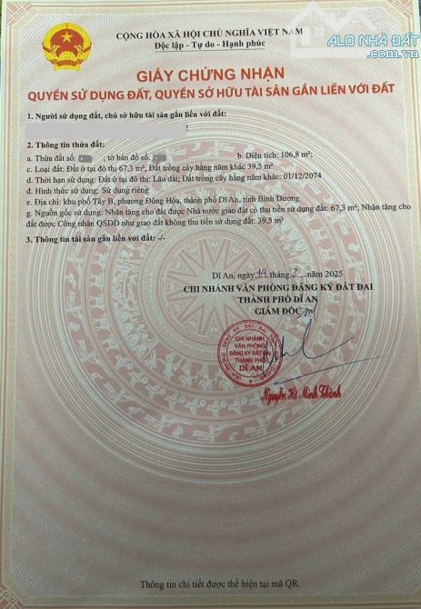 Bán nhà 1 trệt 1 lầu gần đường Hai Bà Trưng p.Đông Hòa Tp.Dĩ An chỉ 5ty200 TL M7794 - 11