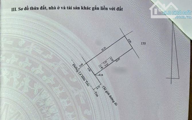 Bán đất Mặt tiền đường LÊ HỮU TRÁC - TÂY LỘC - HUẾ - Chỉ 4,xx tỷ/150m2 (6,8x22) - 1