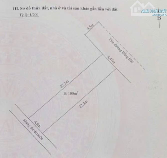 100m2 đất mặt đường Đằng Hải - Ngang 4.47m - Đoạn từ Trần Hoàn ra Lũng Đông - 1