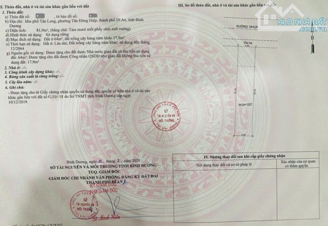 Bán nhà cấp 4 (4x20.4m), hẻm ĐT.743C p. Tân Đông Hiệp - 1