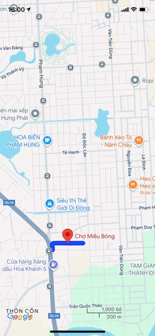 Bán đất mặt tiền đường Chợ Miếu Bông, P. Hòa Xuân, DT 122m2, giá 3ty850 tl - 1