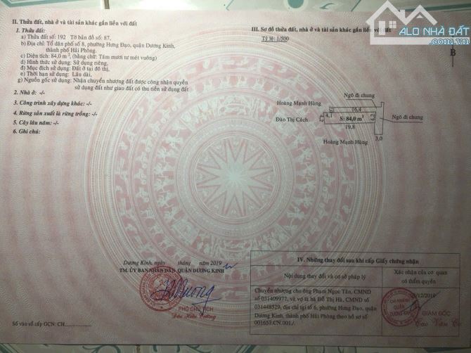 📣📣 BÁN lô góc 84m ngang 4.2m chợ Hương , Hưng Đạo , Dương Kinh, giá chỉ 26 triệu. - 1