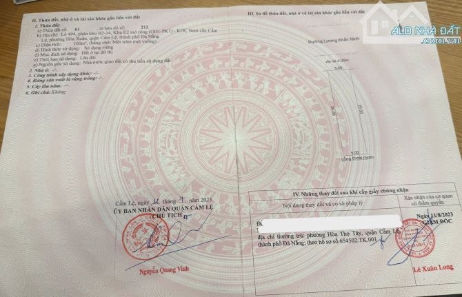 Bán đất mặt tiền Lương Khắc Ninh, Hòa Xuân - View Trường Học - 100m2, Giá 4.6 tỉ tl - 1