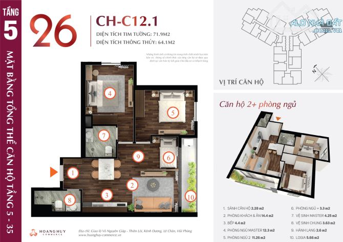BÁN CĂN 2NGỦ HOÀNG HUY COMMERCE  ĐẸP NHẤT DỰ ÁN - 2