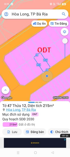Lô ĐẤT HÒA LONG BÀ RỊA CŨ CÓ DIỆN TÍCH 215MV PHUN THỔ CƯ. 10×21,5 Ở LAN ANH 5 . - Lô đất đ - 2