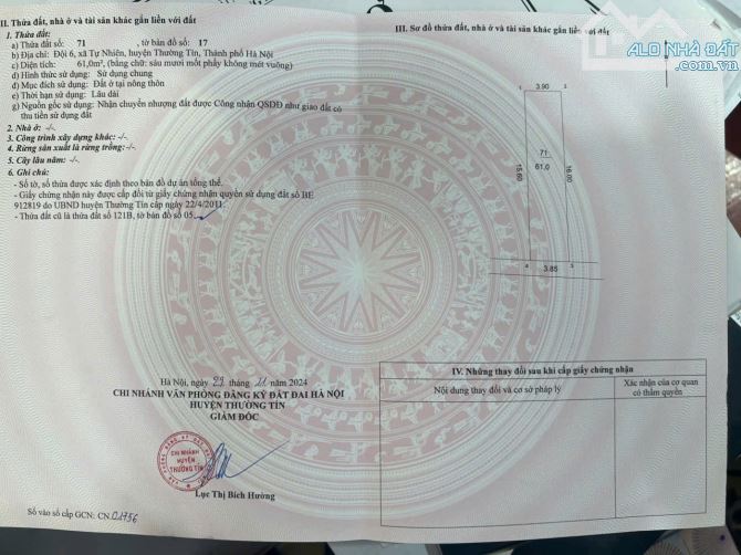 Bán đất Tự Nhiên, Thường Tín, ô tô vào đất, vài bước ra trục chính 61 m2, 2 tỷ 360 - 2
