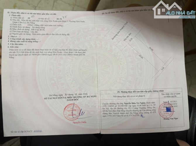 Bán đất đường Nguyễn Hiến Lê ( tây bắc , 100 m2 ) - Hoà Xuân , Đà Nẵng . - 2