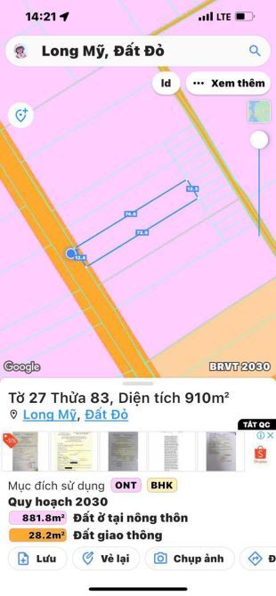 🌿 Bán đất nhà vườn 910m² TT Phước Hải, gần biển, view núi Minh Đạm, giá 4 tỷ 🌊 - 3