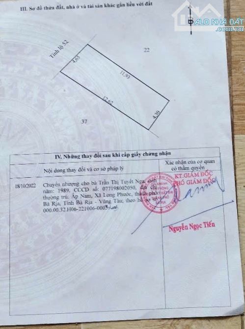mua đất tặng nhà tỉnh lộ 52-long Phước-tp Bà Ria -Ngang 4,7 dài 12,6 - 2 tỷ - 3