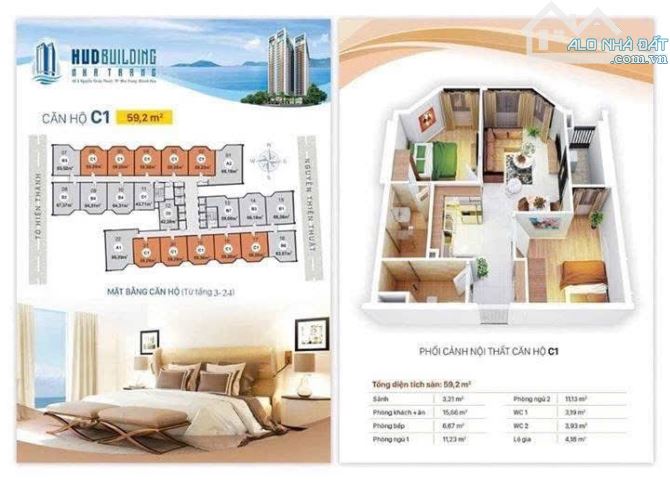 BÁN CĂN HỘ HUD Building Nha Trang, ĐƯỜNG NGUYỄN THIỆT THUẬT, 59,2M2, CHỈ 4,4 TỶ. CN7.10 - 6