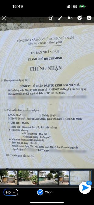 giá thơm-9,6 tỷ- BÁN LÔ ĐẤT THỔ CƯ 5X17m đường 10m hoàng diệu 2, p.linh chiểu, thủ đức.hcm - 6