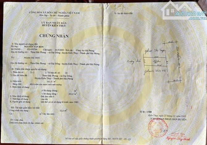Bán đất Đại Đồng - Kiến Thụy - Hải Phòng