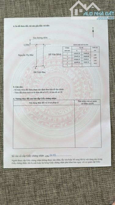 Chuyển nhượng lô đất trục thôn Kim Đới 1, Hữu Bằng, Kiến Thụy.